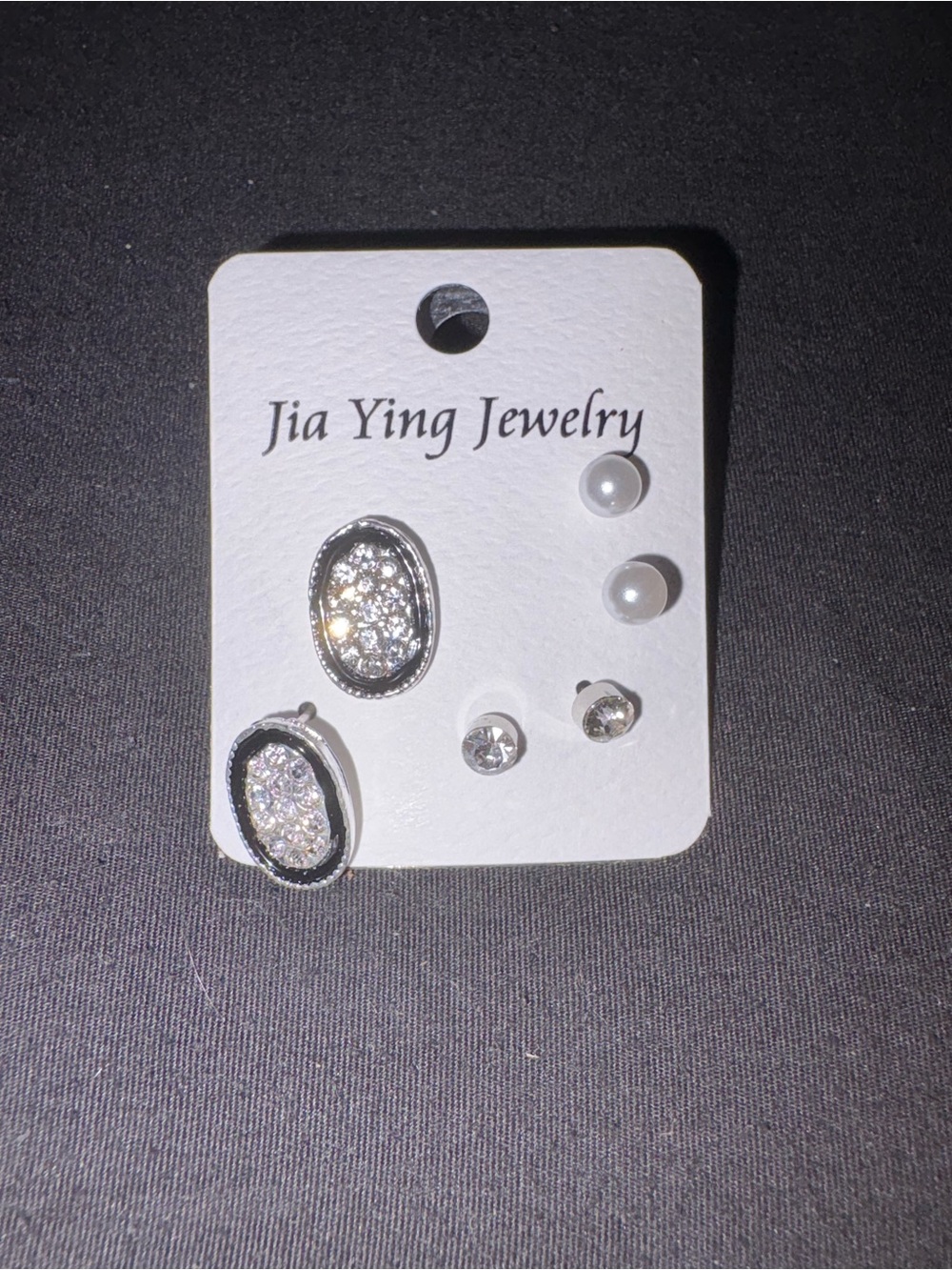Fashion Jewelry Silver Crystal & White Pearl Earring Set